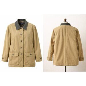 Lands’ End Vintage 2007 Women’s Field Chore Jacket Tan Plaid Lined 14/16
